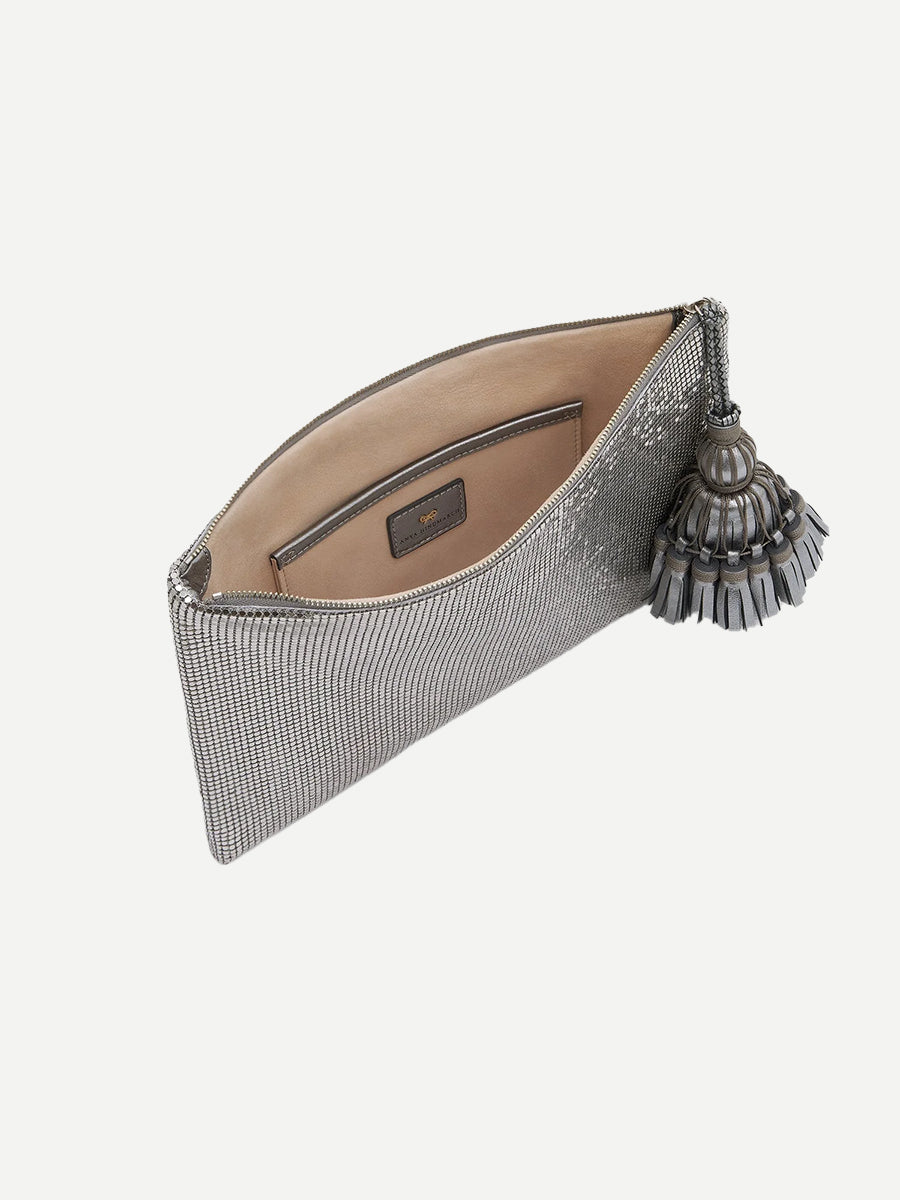 Anya Hindmarch Georgiana Mesh Clutch in Silver