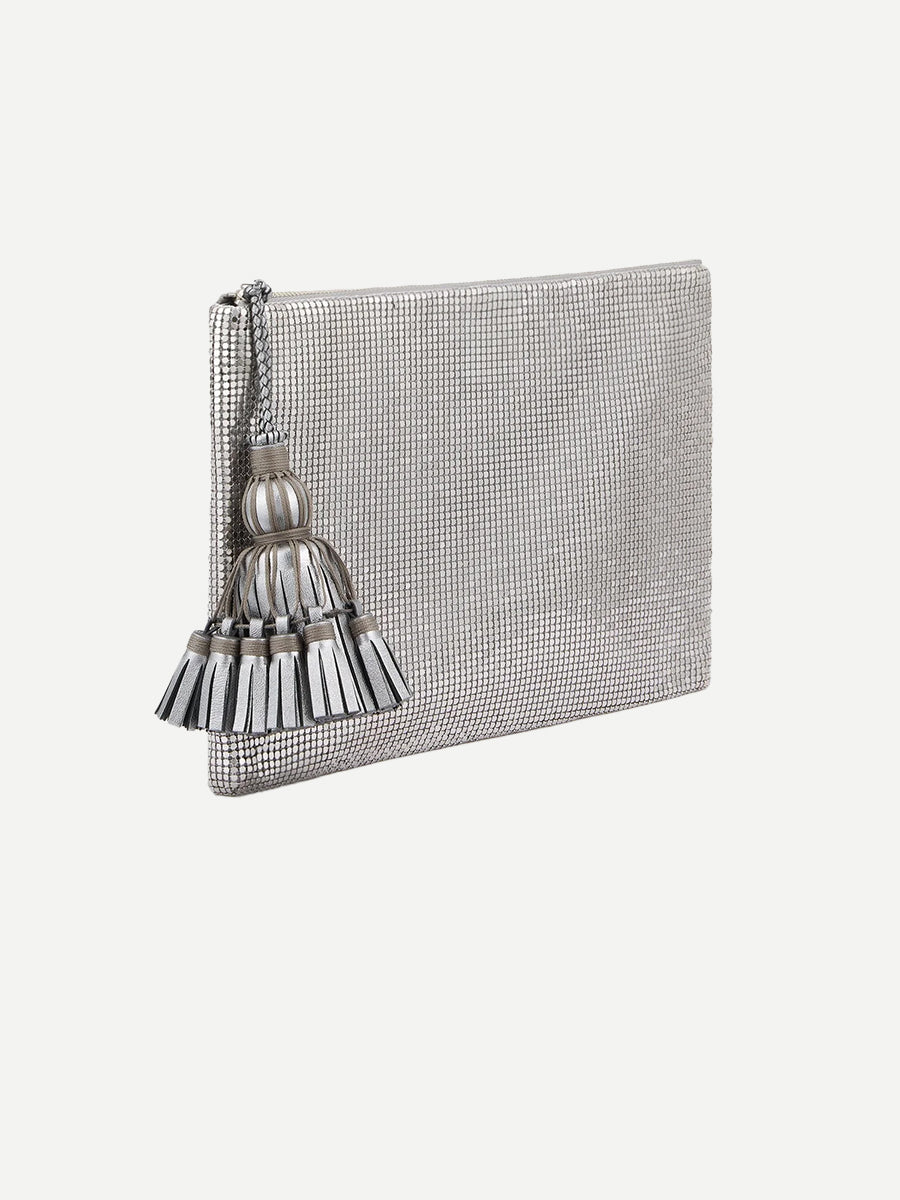 Anya Hindmarch Georgiana Mesh Clutch in Silver
