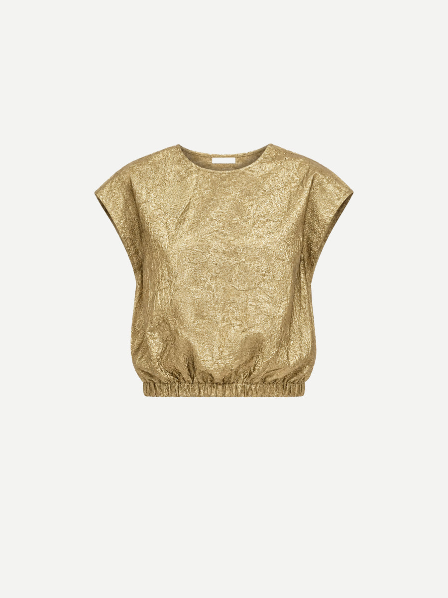 Gisella Taffeta Crop Top in Light Gold