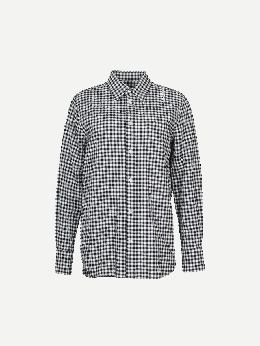 Marni Gingham Seersucker Shirt in Black White Check