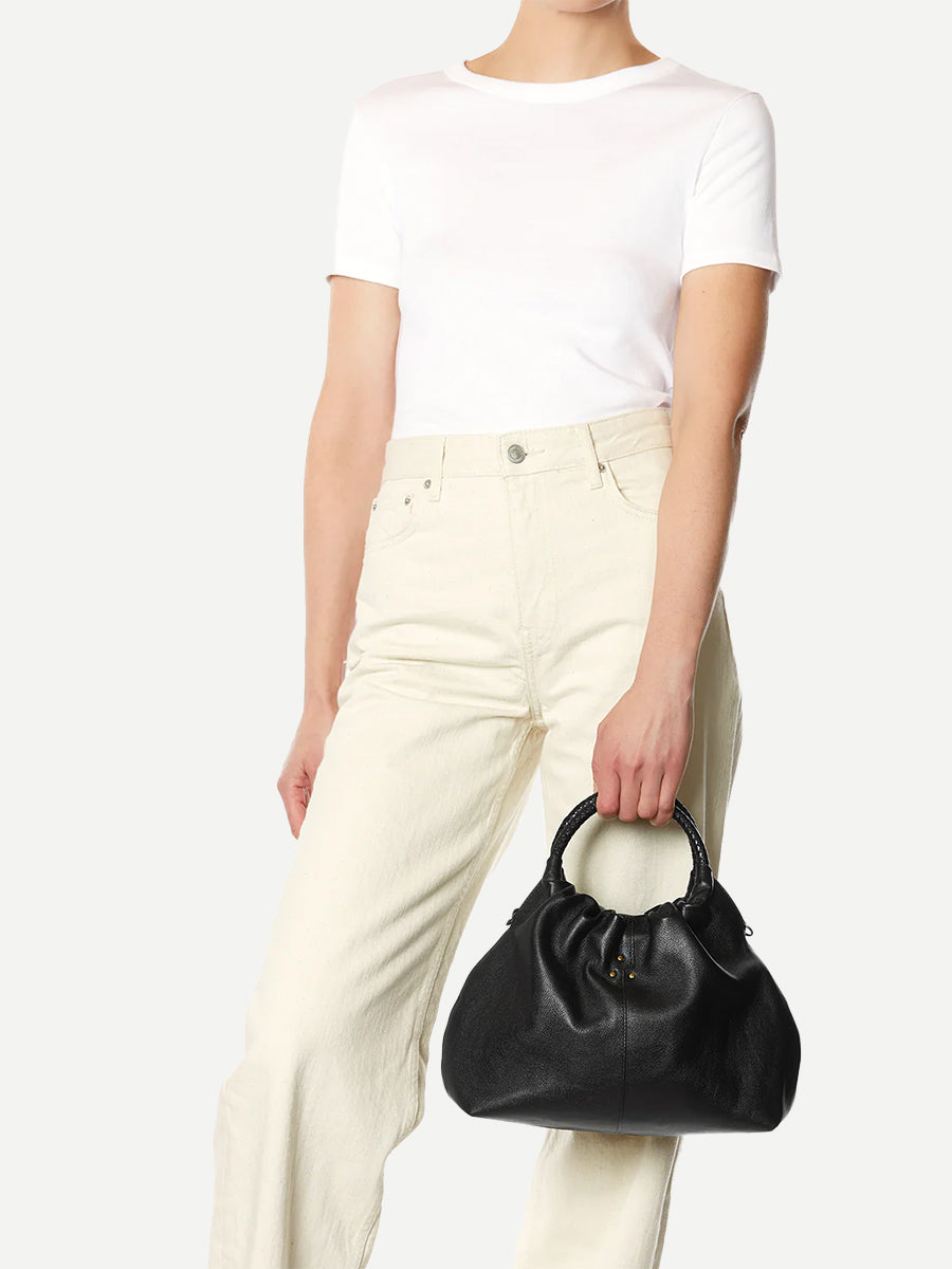 Jerome Dreyfuss Gordi Medium in Buffaloskin Noir Brass