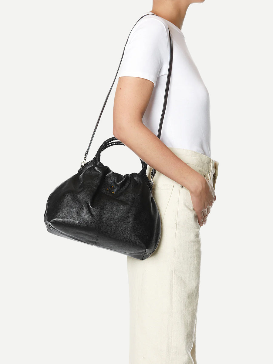 Jerome Dreyfuss Gordi Medium in Buffaloskin Noir Brass