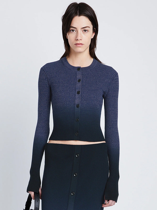 Proenza Schouler White Label Gradient Mark Cardigan in Steel Grey