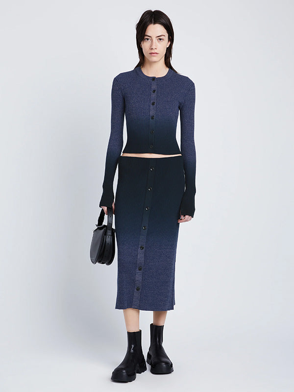 Proenza Schouler White Label Gradient Mark Cardigan in Steel Grey