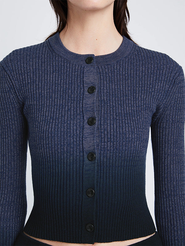 Proenza Schouler White Label Gradient Mark Cardigan in Steel Grey