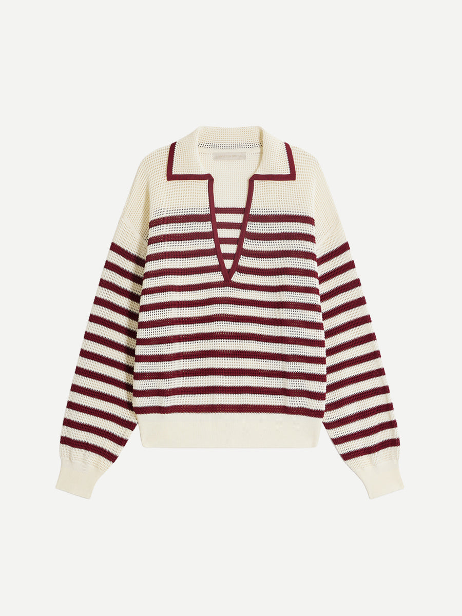 Vanessa Bruno Granville Sweater in Ivoire/Rouge