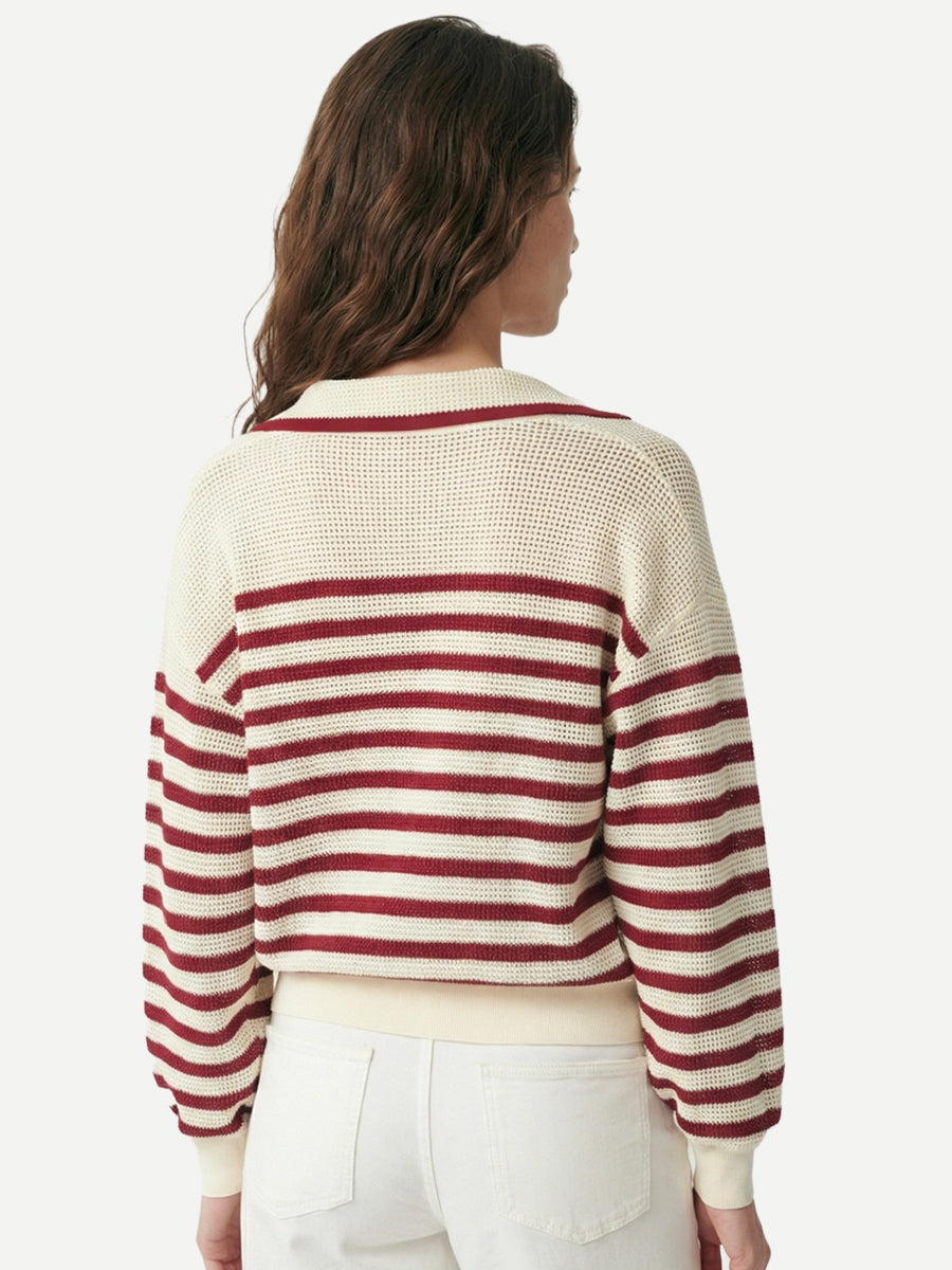 Vanessa Bruno Granville Sweater in Ivoire/Rouge