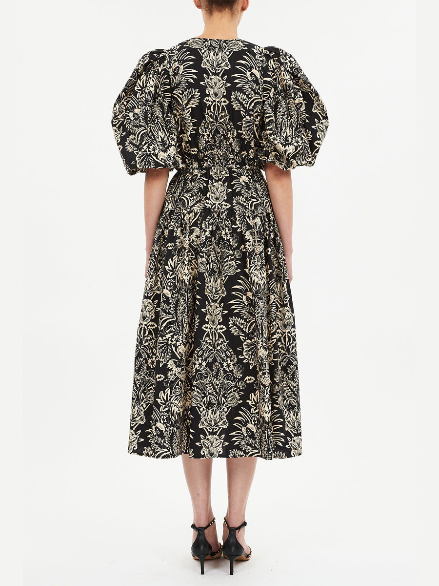 Harriet Midi Dress in Noir Floral