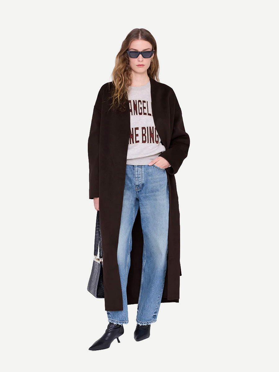 Anine Bing Harry Shrunken Sweatshirt LA in Oatmeal Melange
