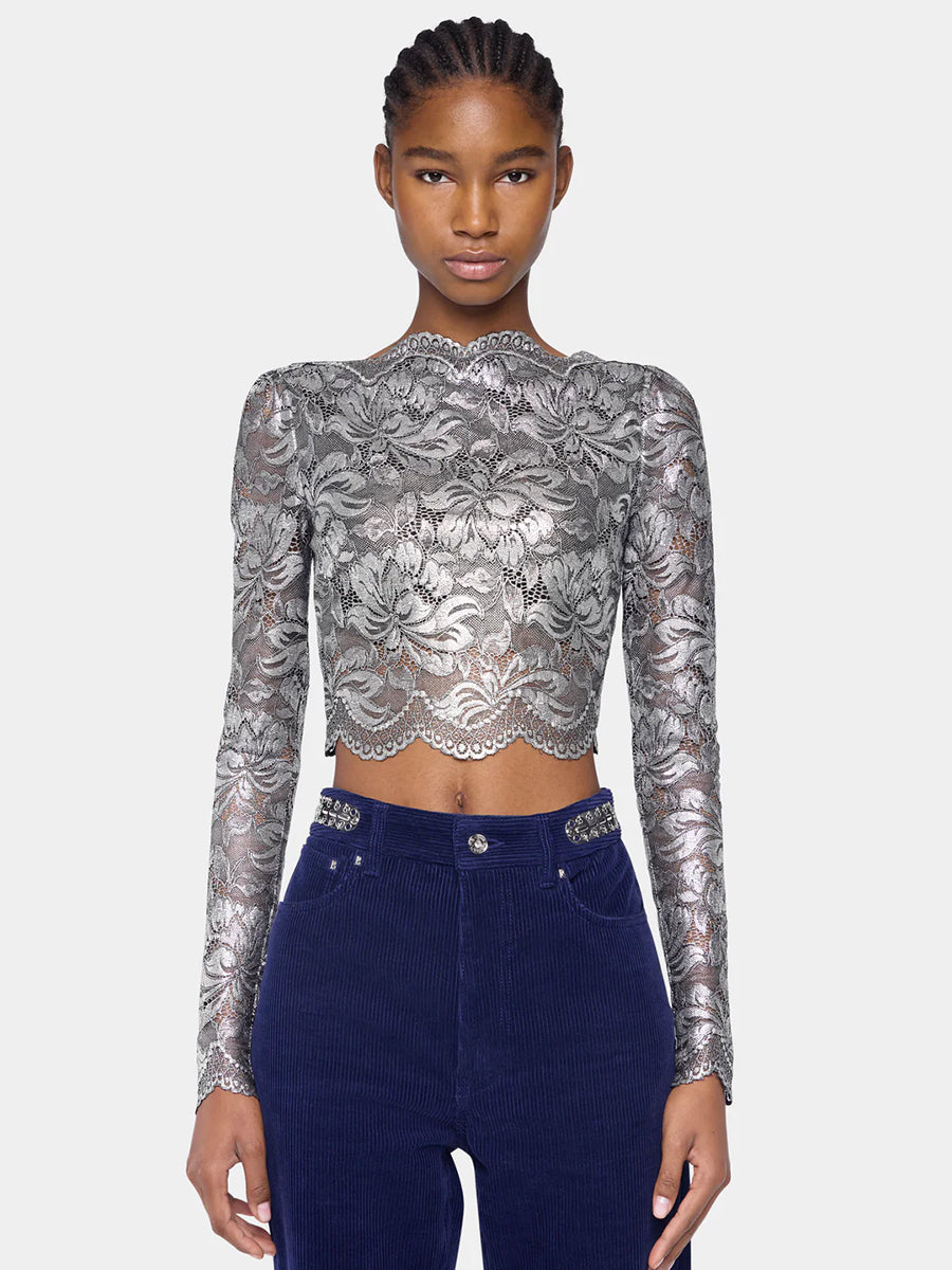 Rabanne Haute Top Long Sleeve in Black/Silver