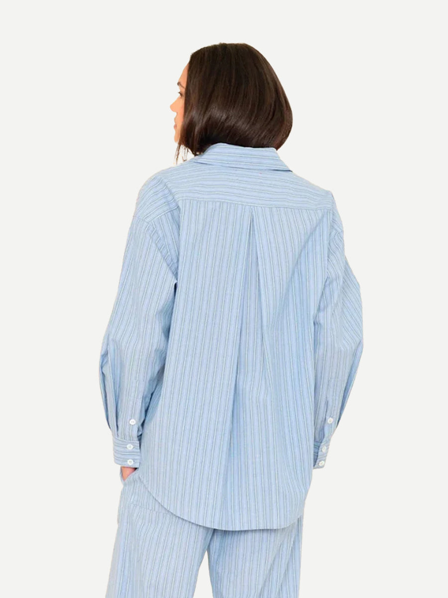 Hayven Shirt in Chambray Teal Stripe