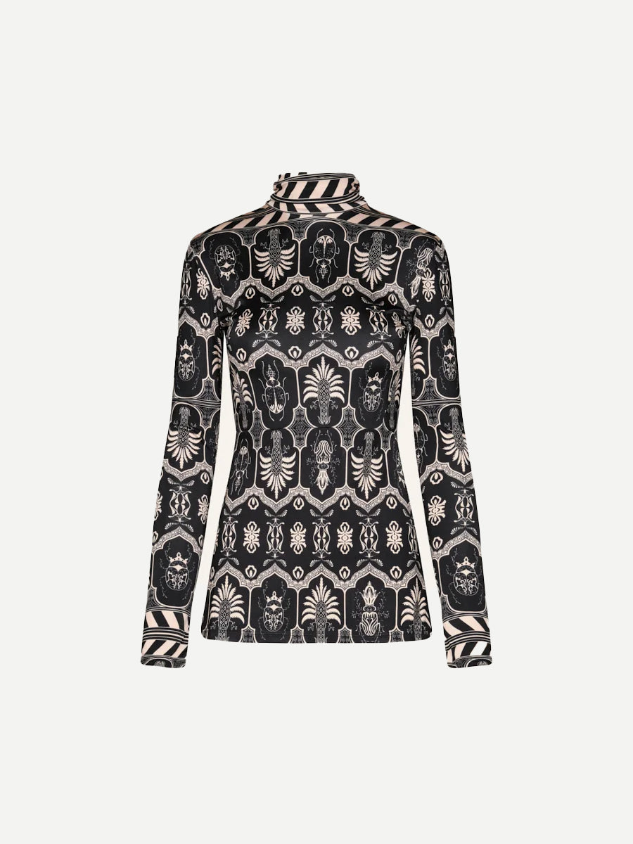 Heaven of Reverie Top in Black/Ecru Palm