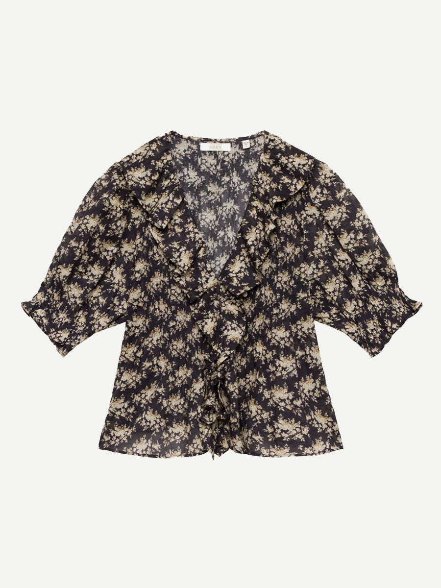 Doen Henri Top in Noir Rossier Floral