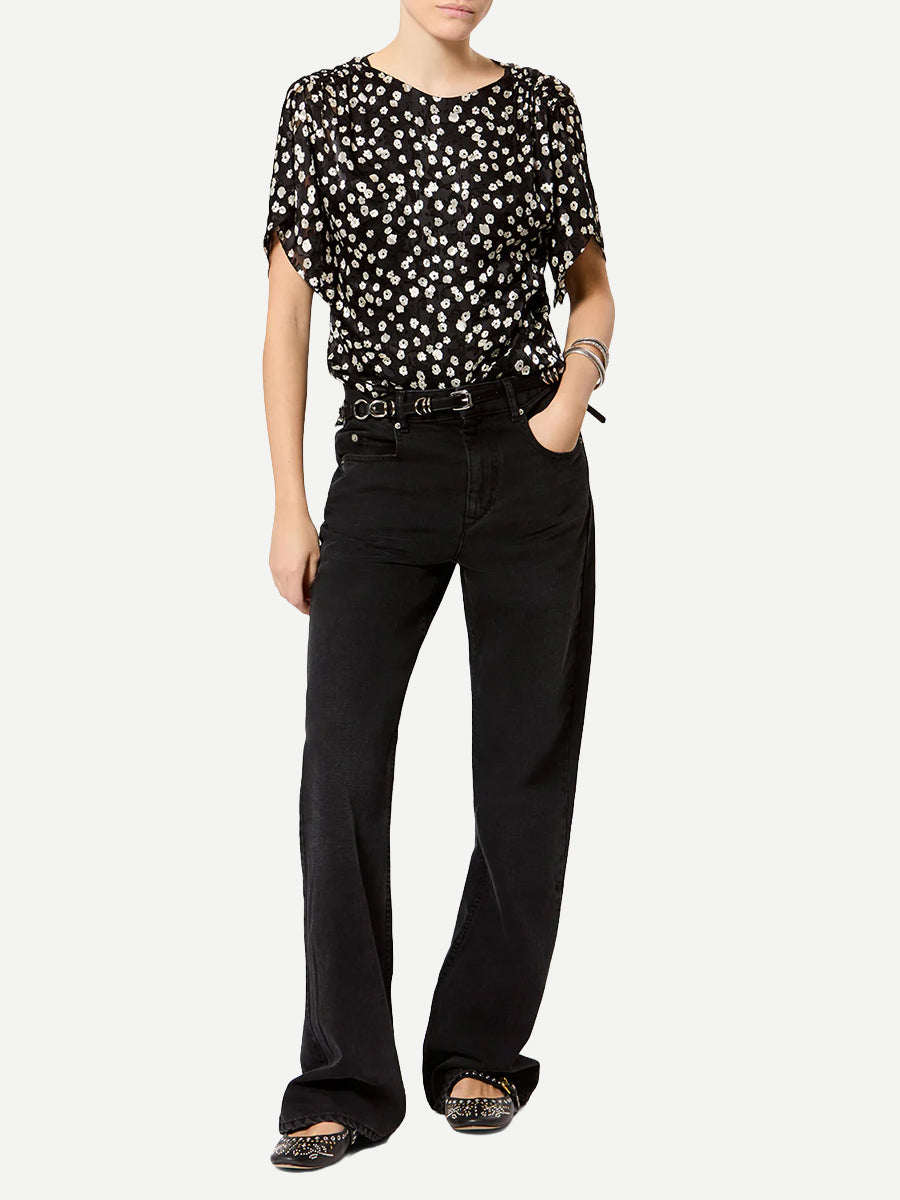 Hervane Top in Black/Ecru
