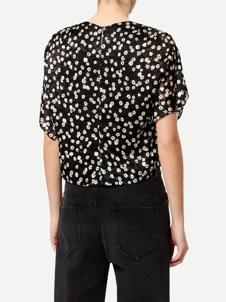 Hervane Top in Black/Ecru