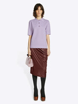 Dries Van Noten Holom Shiny Draped Skirt in Dark Brown