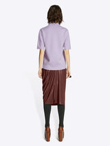 Dries Van Noten Holom Shiny Draped Skirt in Dark Brown