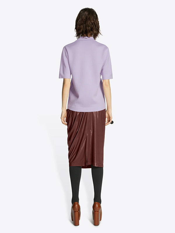 Dries Van Noten Holom Shiny Draped Skirt in Dark Brown