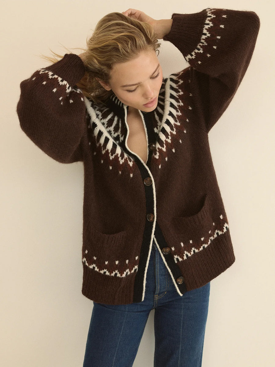 Hue Cardigan in Brun Aberdeen Fair Isle