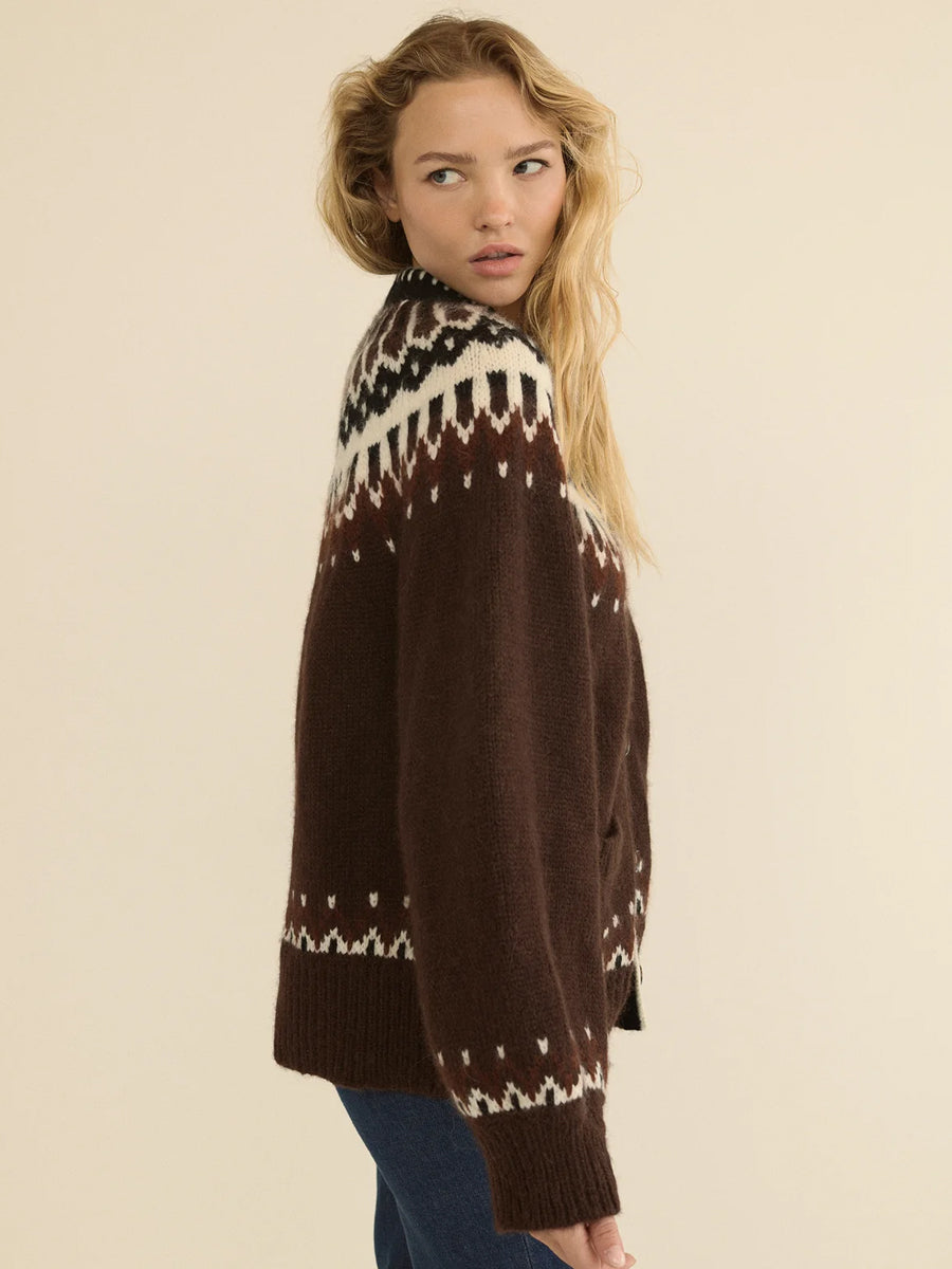 Hue Cardigan in Brun Aberdeen Fair Isle