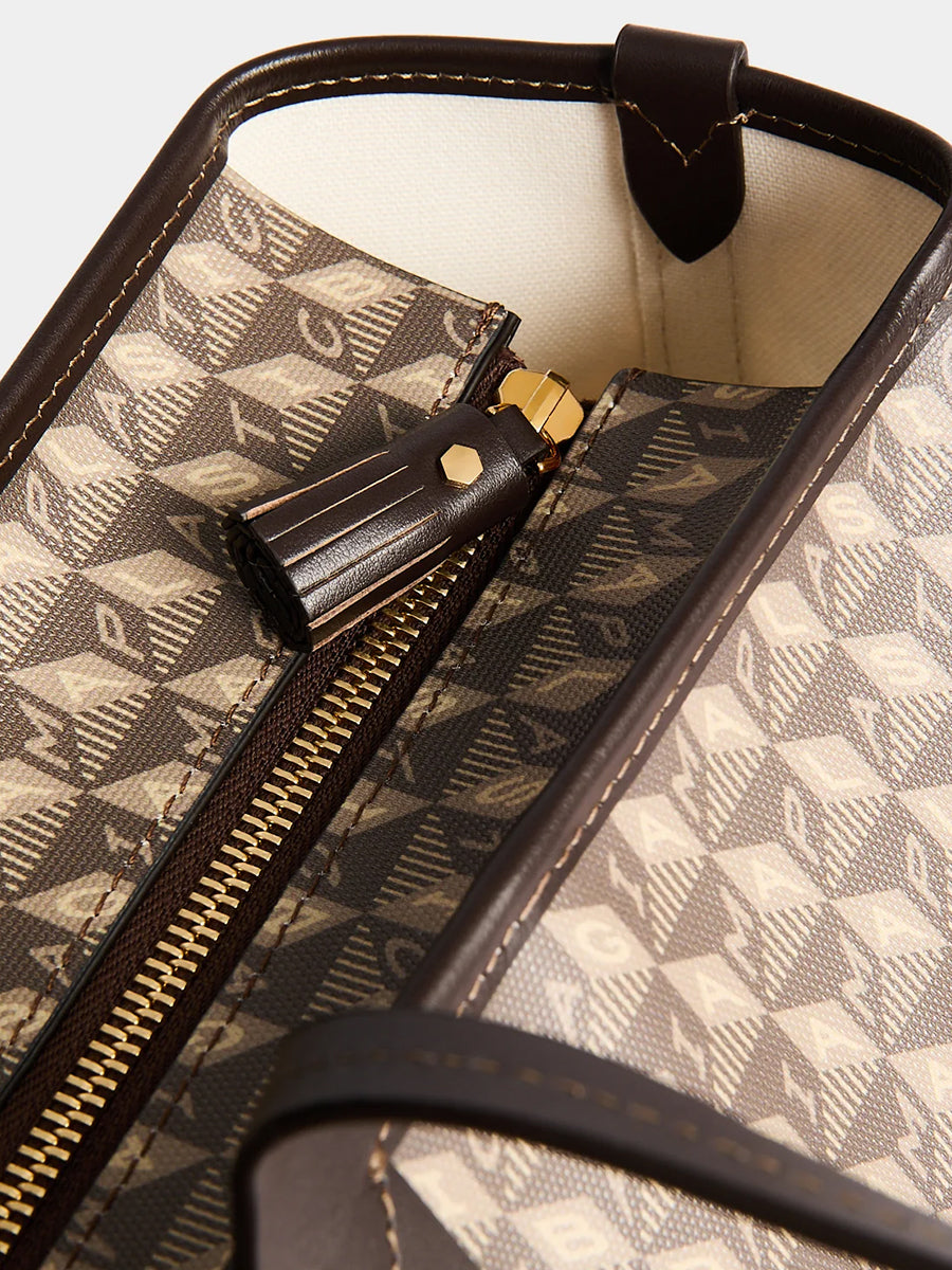 I am a Plastic Bag Zipped Tote in Truffle Monogram