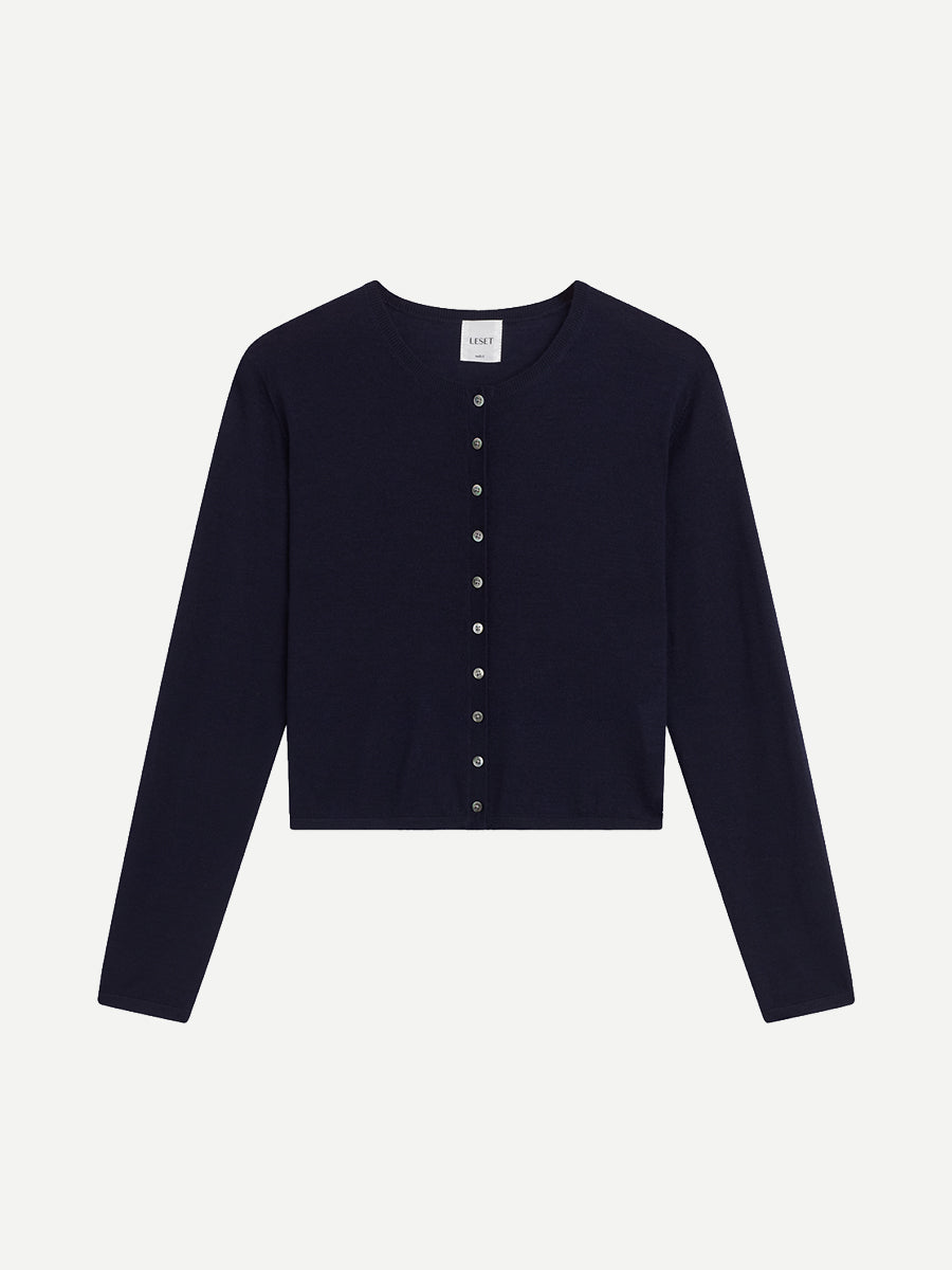 LESET James Crew Cardigan in Midnight