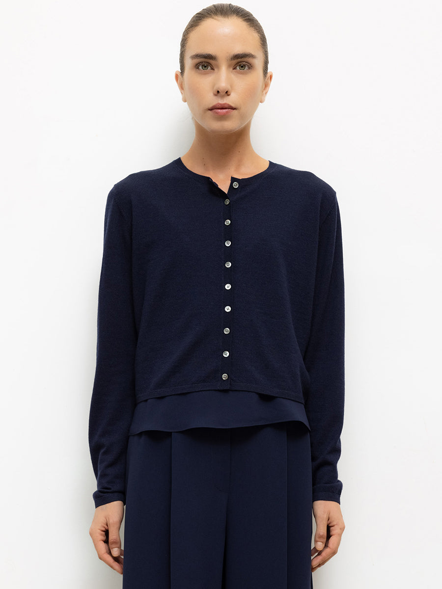 LESET James Crew Cardigan in Midnight