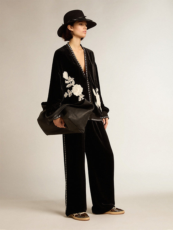 Golden Goose | Velvet Jogging Pants with Embroidery