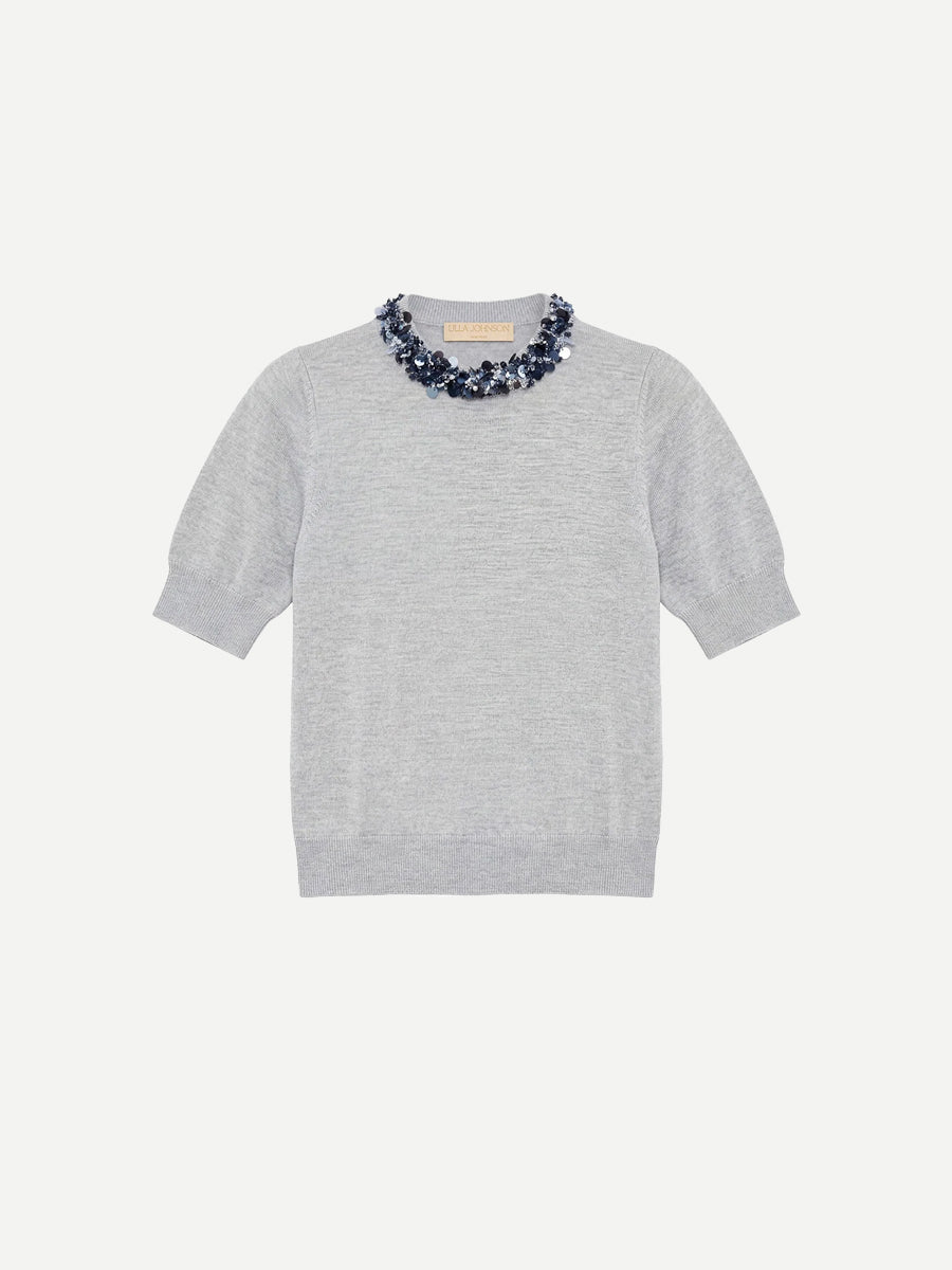 Jude Embellished Top in Ash