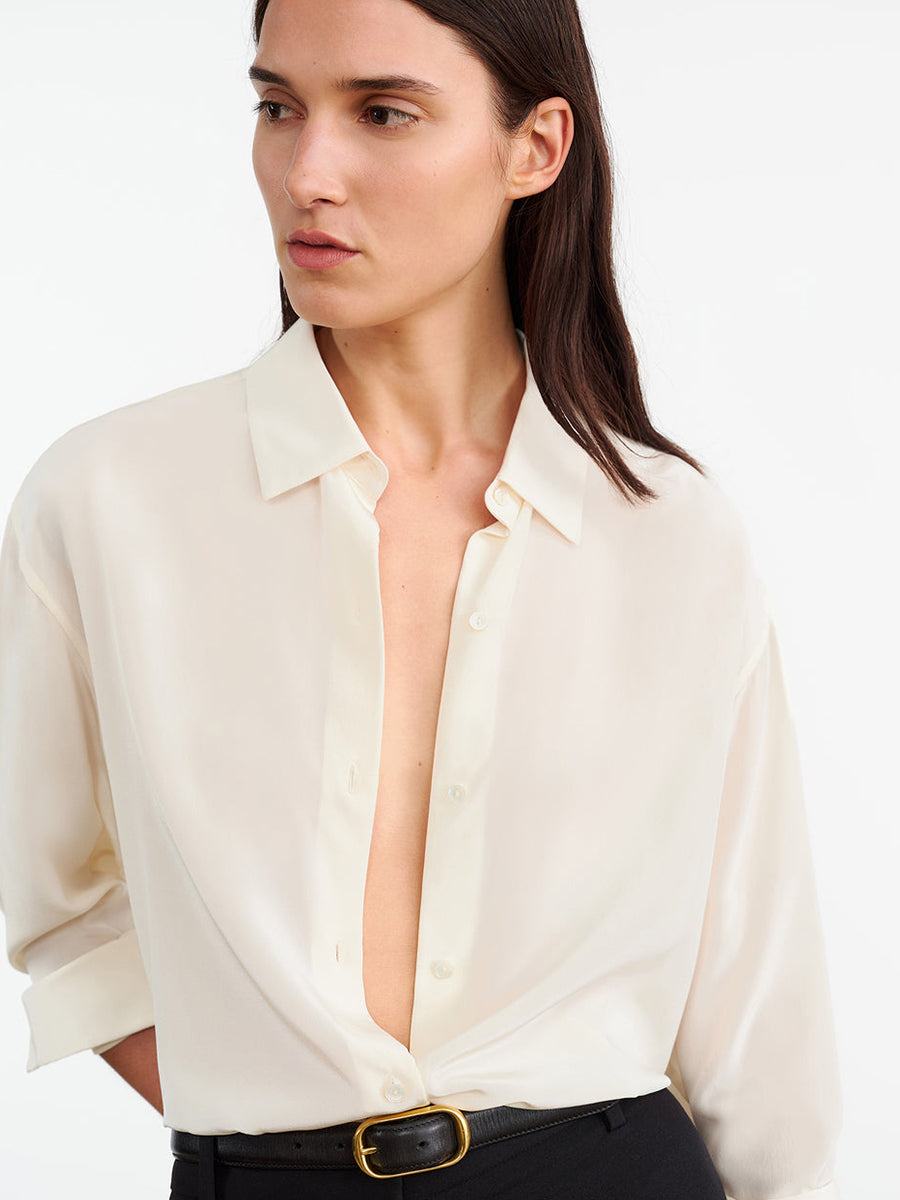 Shop Nili Lotan Julien Shirt in Ivory at Adam Heath Australia