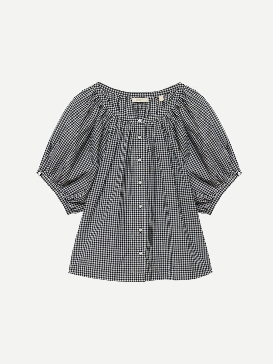 June Top in Noir La Maddalena Gingham