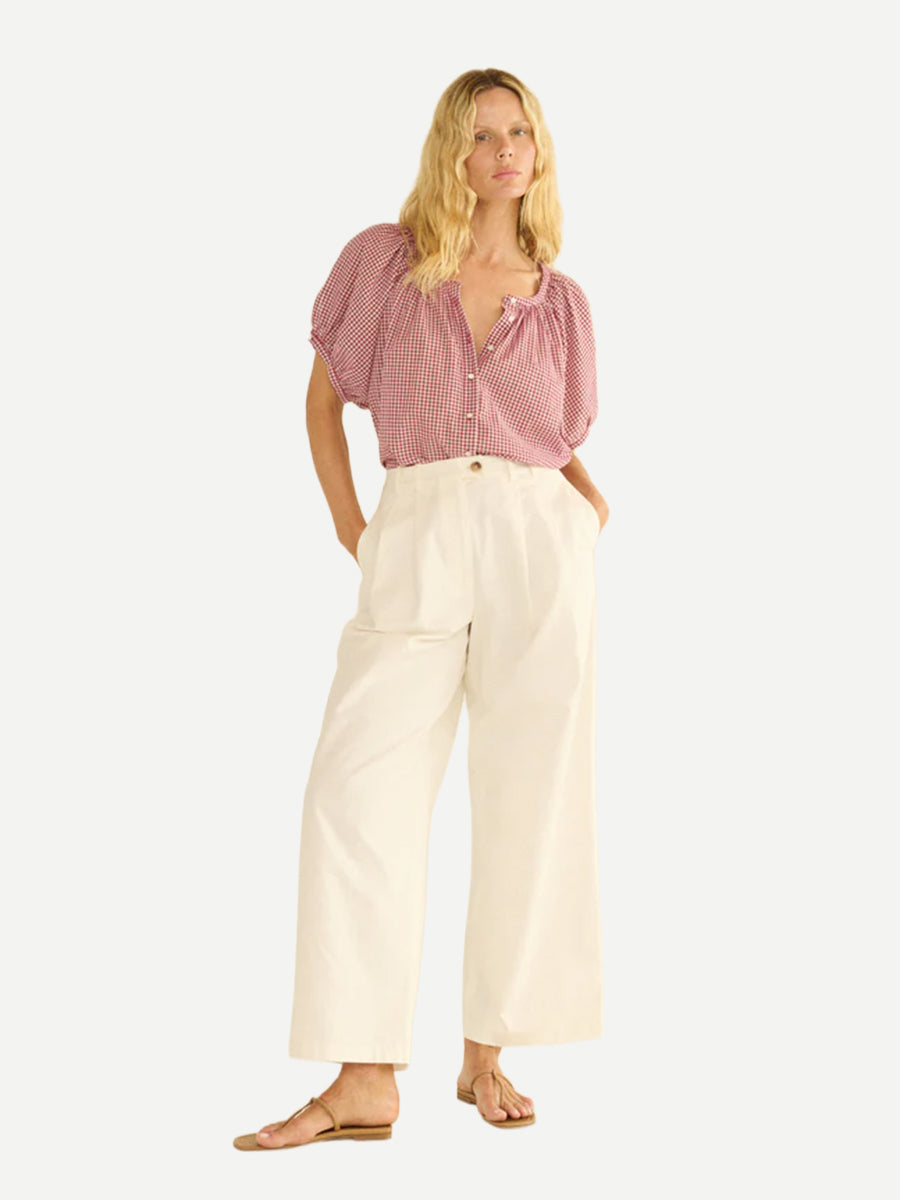 Doen | June Top in Mulberry La Maddalena Gingham