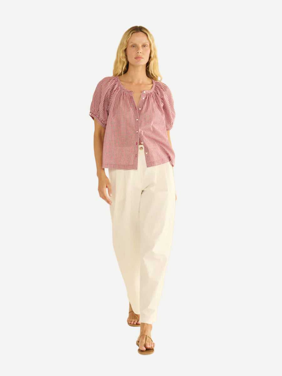 Doen | June Top in Mulberry La Maddalena Gingham