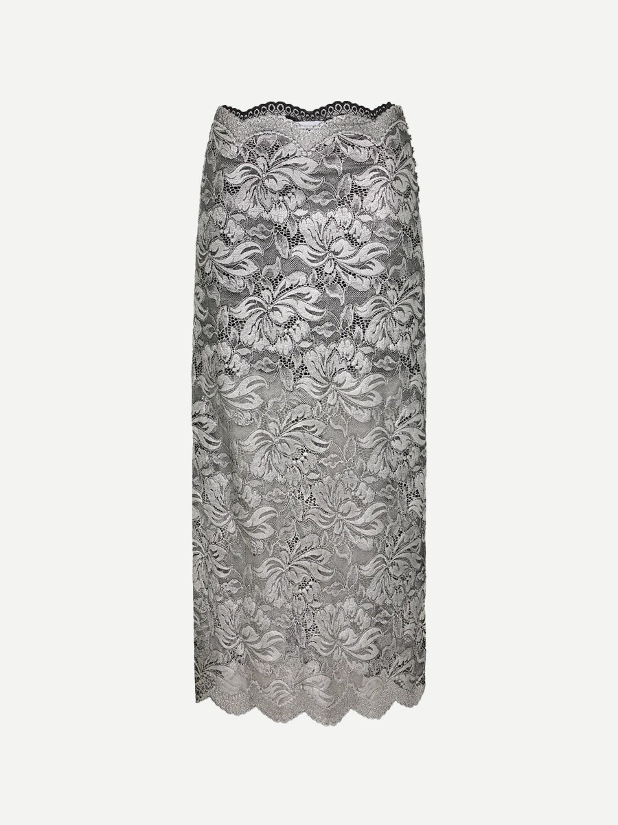 Rabanne Jupe Long Skirt in Black/Silver