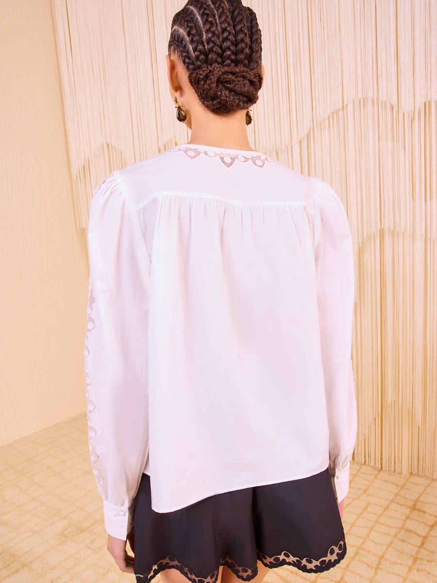 Kady Long Sleeve Blouse in Pristine