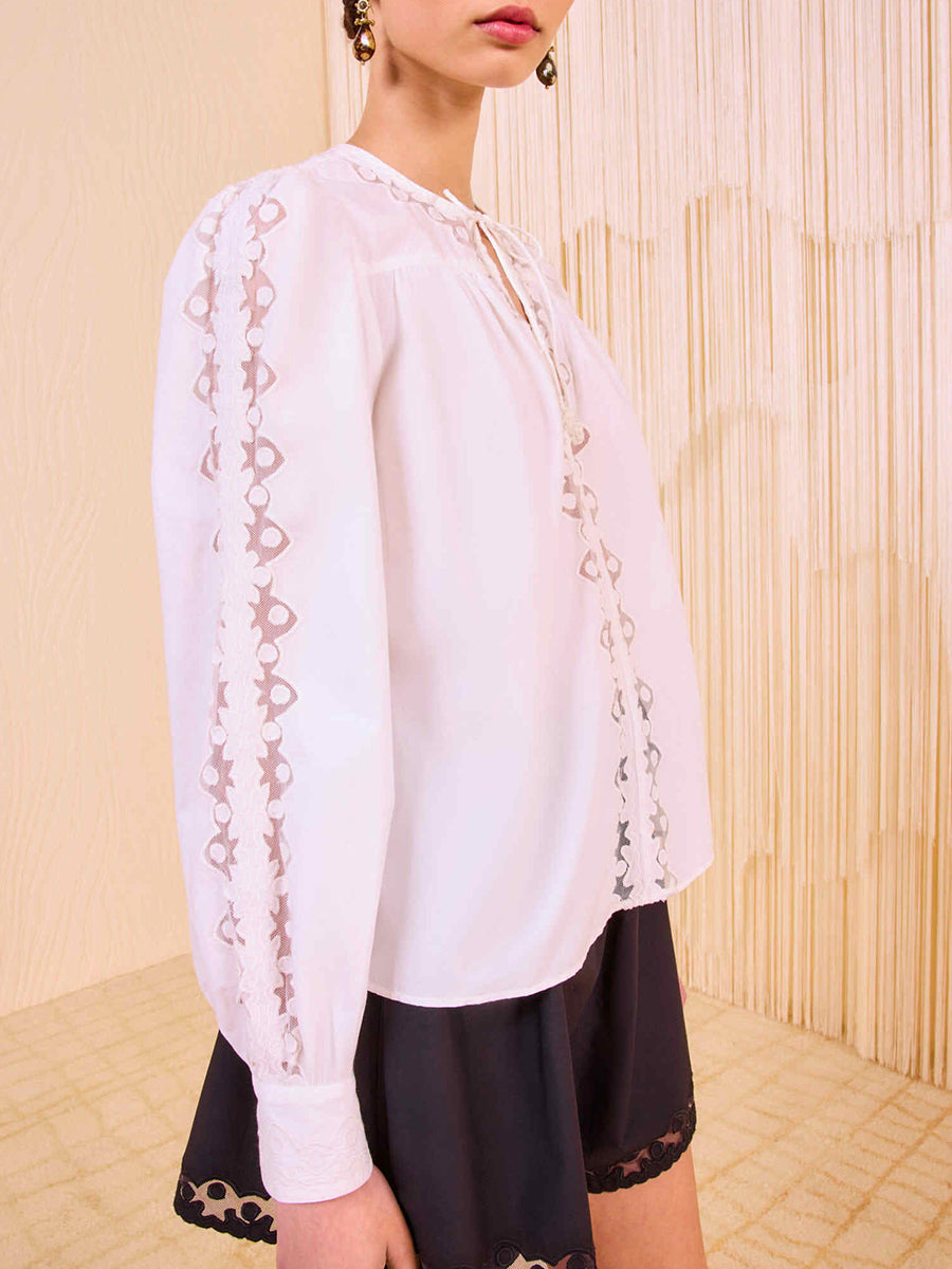 Kady Long Sleeve Blouse in Pristine