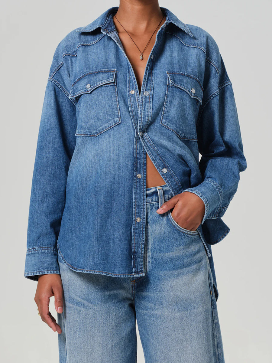 Citizens of Humanity Kayla Western Shirt in Douro Denim