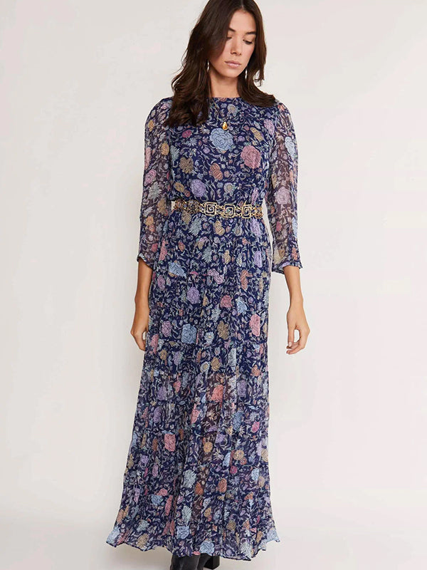 Rixo | Kristen Dress in Camellia Garden Navy