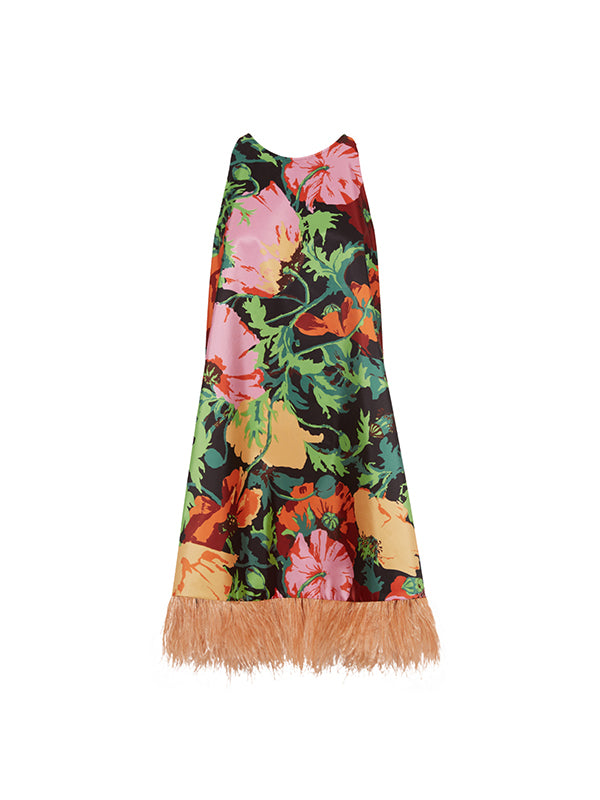 La DoubleJ | La Fenice Mini Dress with Feathers in Wonderland