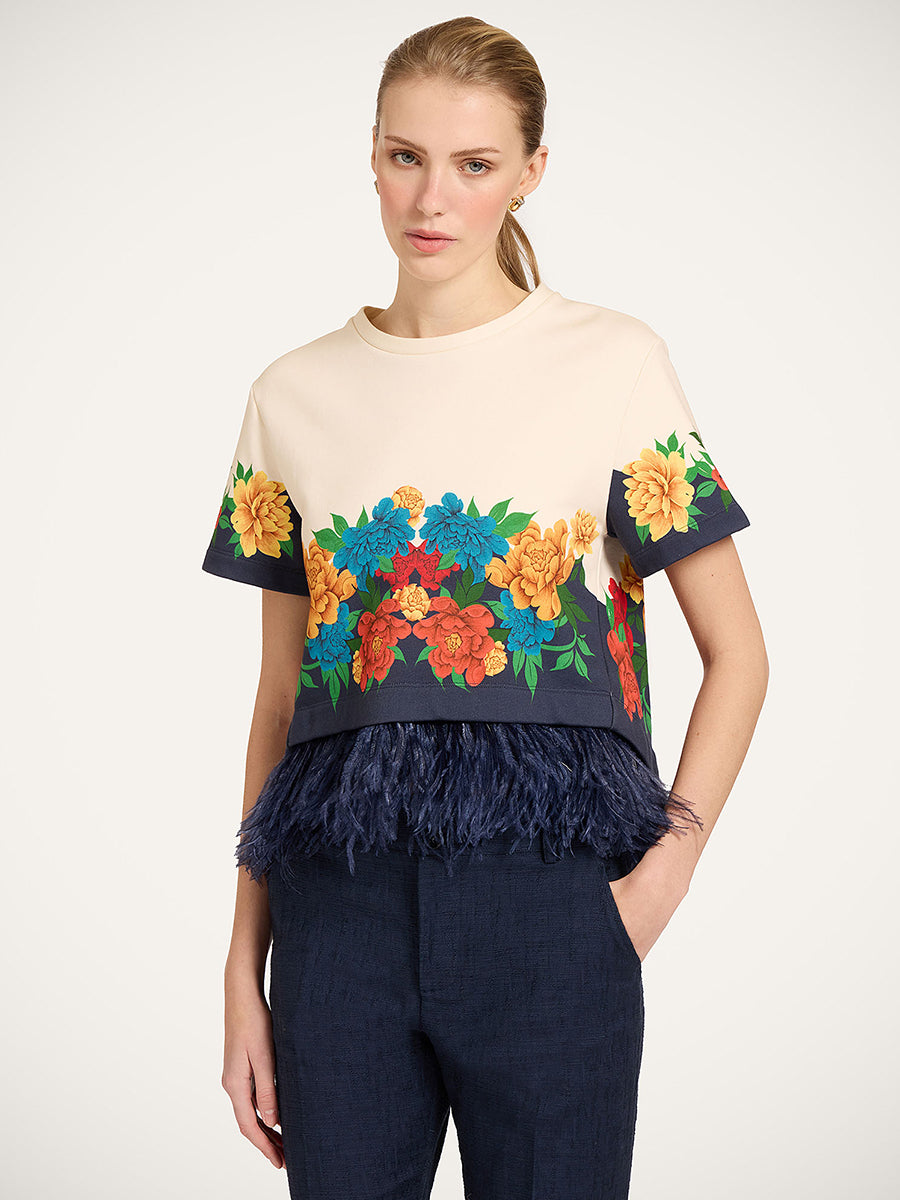 La DoubleJ La Scala Tee with Feathers in Princess Peony Ivory