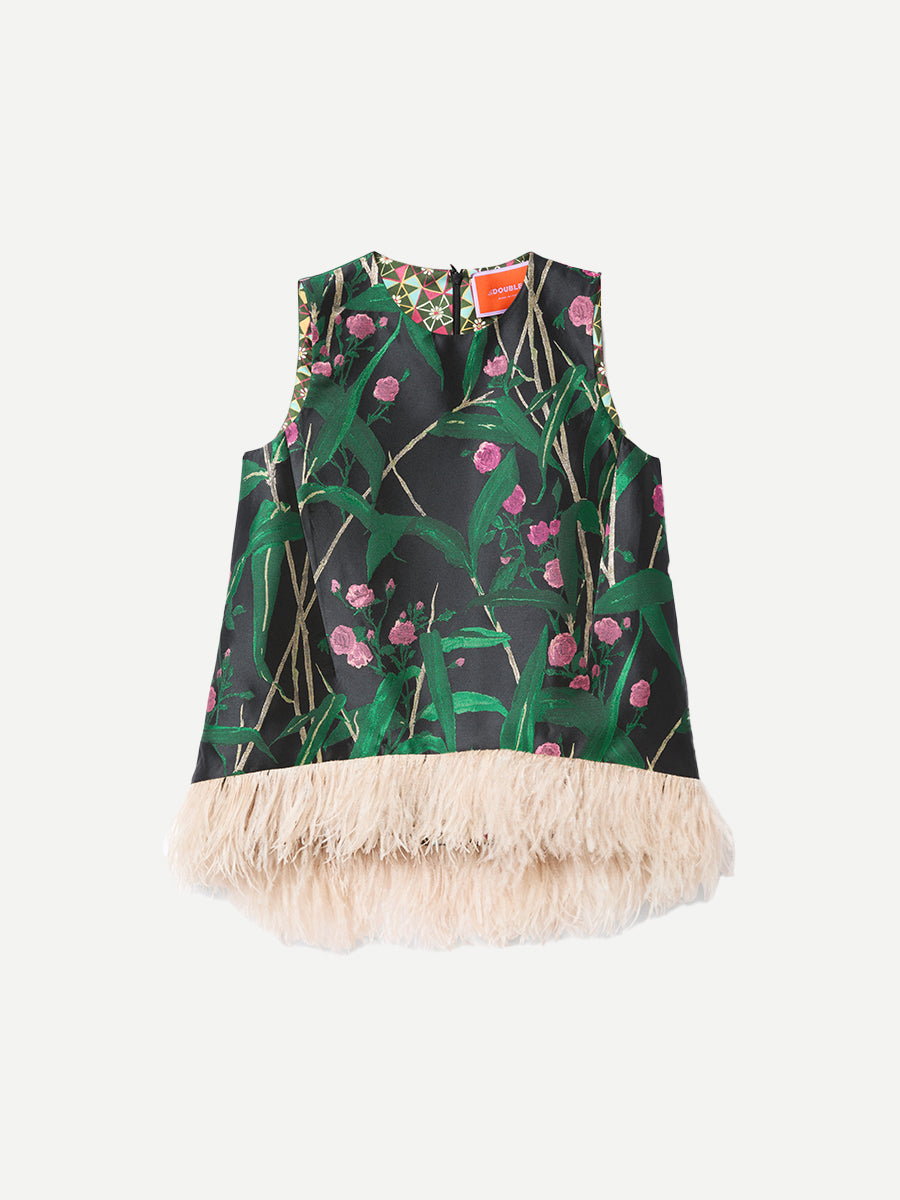 La DoubleJ La Scala Top w/ Feathers in Bamboo Black