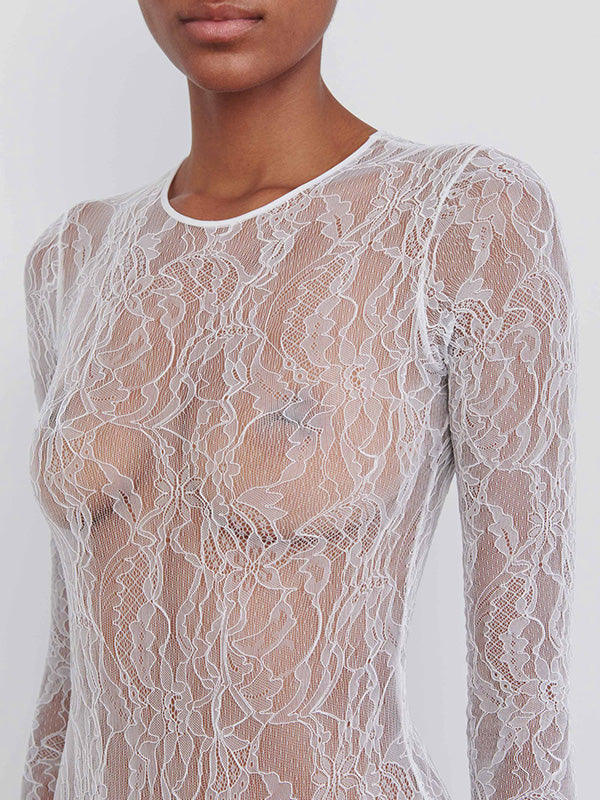 Wardrobe.NYC | Lace Bodysuit in Off White