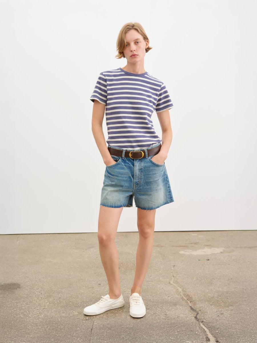 Nili Lotan Lana Crew Neck in French Blue Stripe
