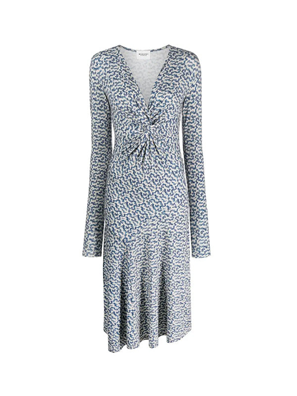 Isabel Marant Etoile Lania Dress in Blue/Ecru