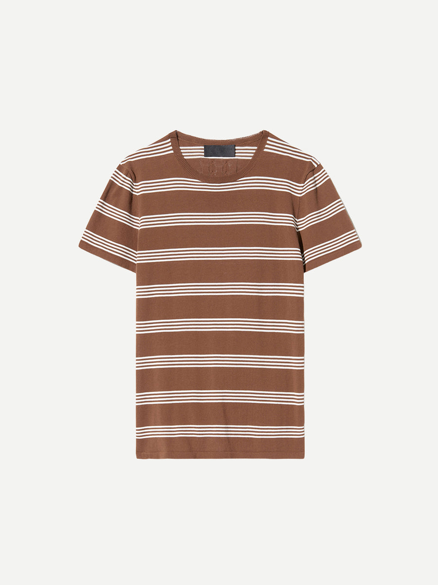 Nili Lotan Lanise Stripe Sweater in Brown/Ivory Stripe