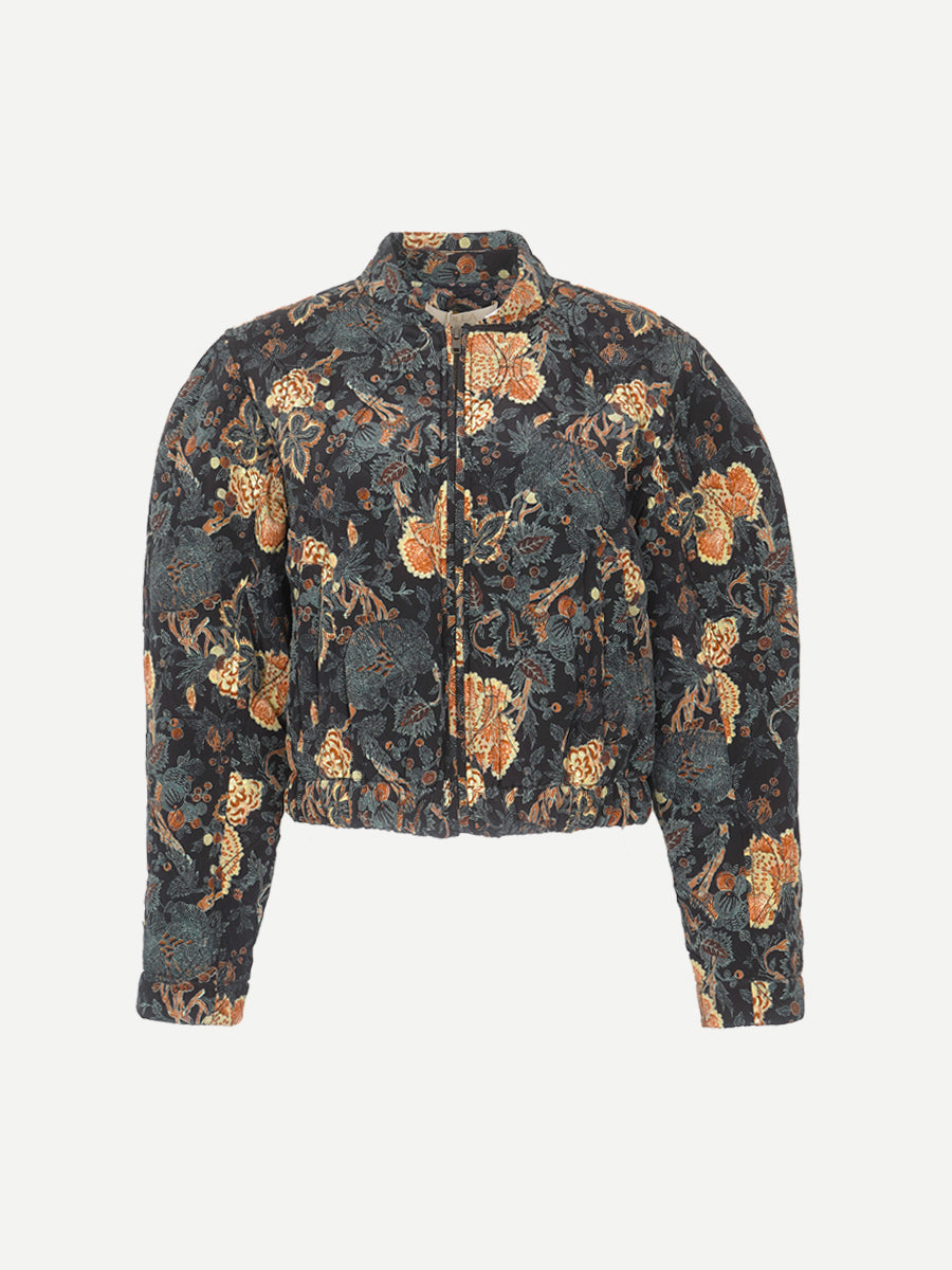 Ulla Johnson Lavinia Silk Quilted Bomber Jacket in Nuit