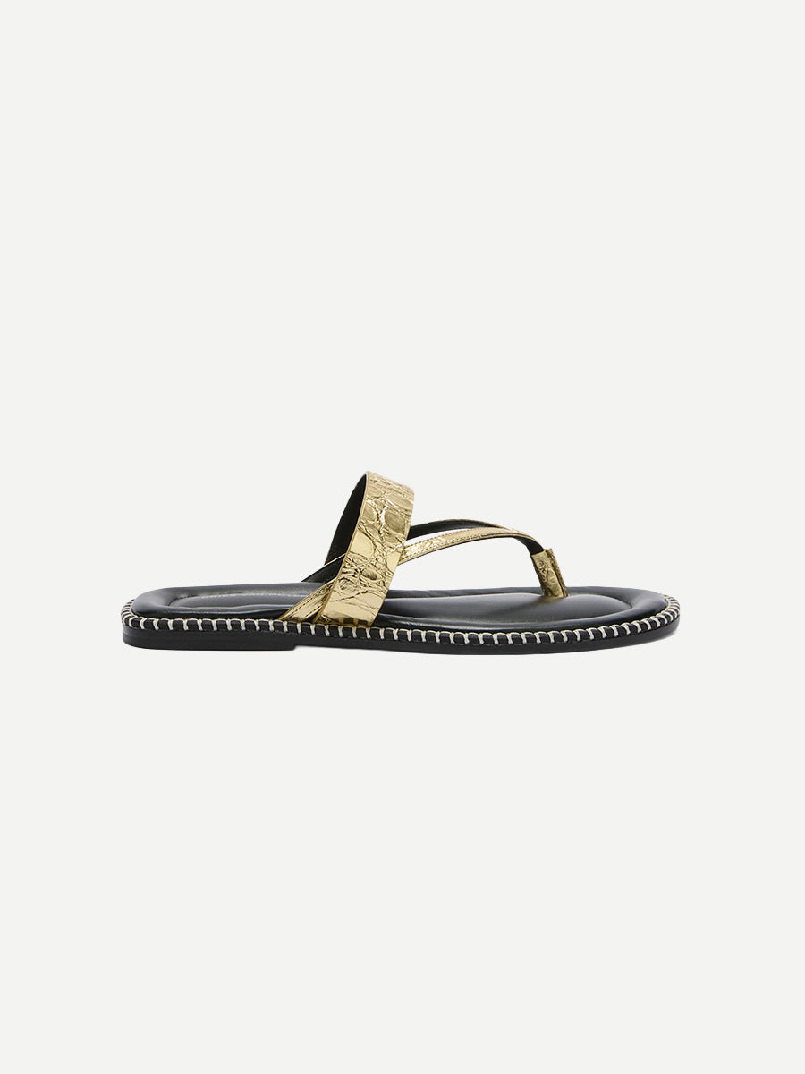 Dries Van Noten Leather Sandals in Gold