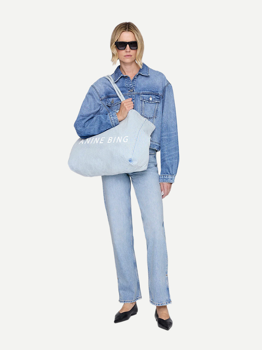 Anine Bing Leo Denim Tote in Lucid Blue