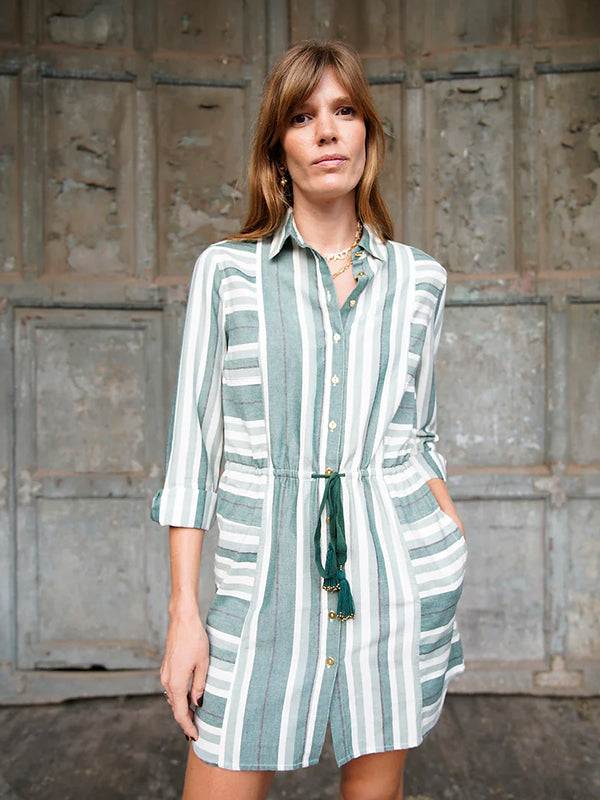 Ilio Nema | Leto Dress in Green Stripe