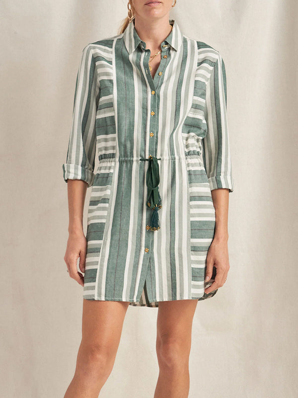 Ilio Nema | Leto Dress in Green Stripe